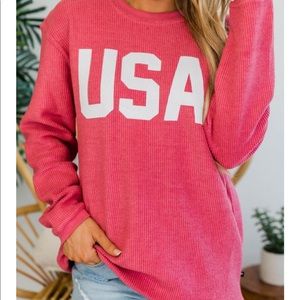 JERSEY USA GRAPHIC RED CORDED SWEATSHIRT